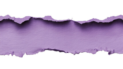 Torn purple paper strip with textured detail isolated on white background