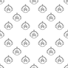 Automated Trading Bot vector round seamless pattern in thin line style