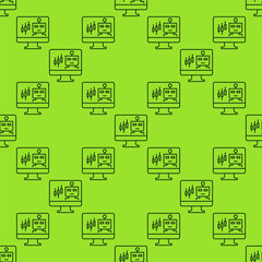 Automated Trading ChatBot on PC screen vector thin line seamless pattern