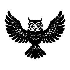 Obraz premium Owl in Flight: A stunning vector illustration of an owl in full flight, wings spread wide, showcasing intricate detail and symmetrical design. It evokes a sense of wisdom and vigilance.