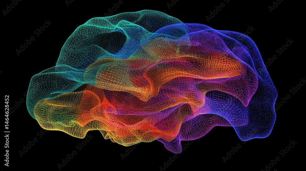 Poster abstract data clusters forming the shape of a brain, representing ai neural networks