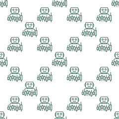 Candlestick Chart and Cryptocurrency Trading Bot vector outline seamless pattern