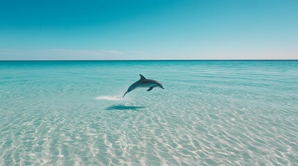 Fototapeta premium A dolphin swimming near the shore