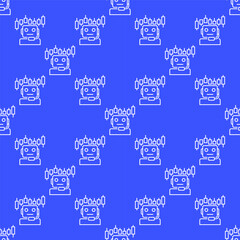 Candlestick Chart and Trading Bot vector AI Trader outline seamless pattern