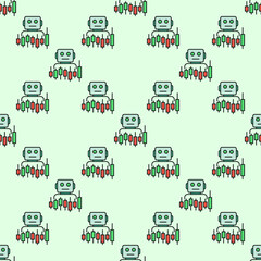 Candlestick Chart and Trading Bot vector automation tools for traders colored seamless pattern