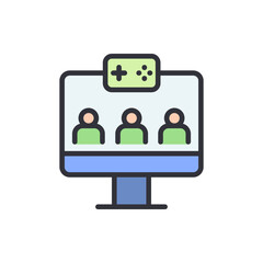 Online multiplayer gaming community displayed on a screen illustration