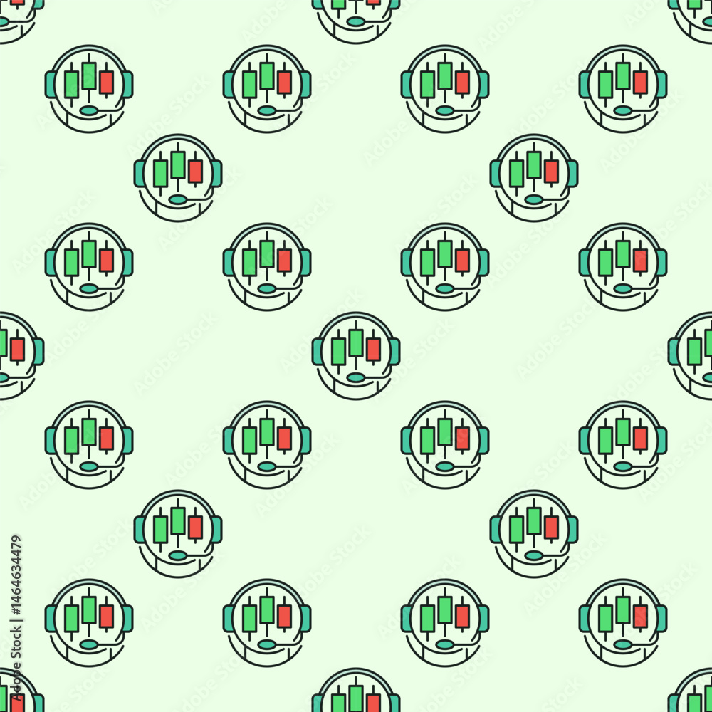 Poster cryptocurrency trading bot vector crypto automation tools colored seamless pattern