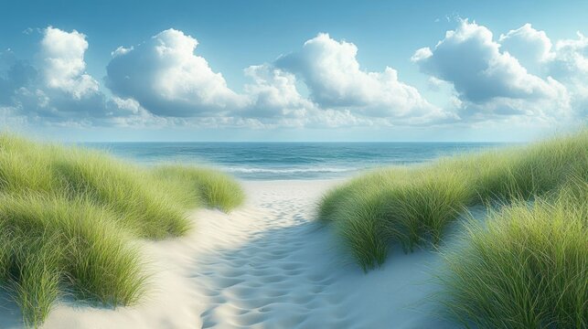 Sun-drenched beach path