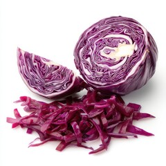 Fototapeta premium Sliced red cabbage isolated on white background
