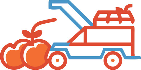 Modern Tomato Harvester Machine in Action on Agricultural Farmland