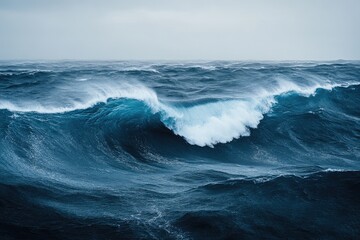 Fototapeta premium Powerful ocean waves crashing in a stormy sea