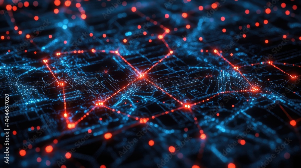 Poster holographic business interface showing ai-driven decision-making and operational transformation