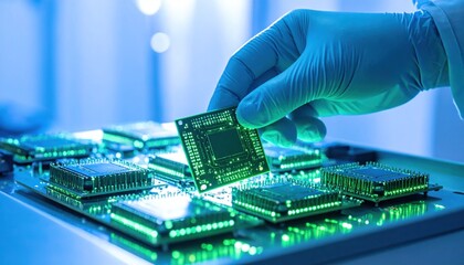 Obraz premium Microchip Placement for Electronics Manufacturing