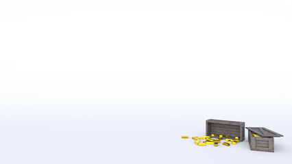 Wooden-chest containing gold bars