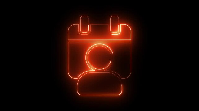Glowing neon schedule icon isolated on black background. HD Video motion graphic animation