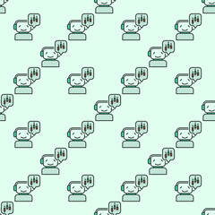 Smiling Trading Bot with Candlestick Chart vector colored seamless pattern
