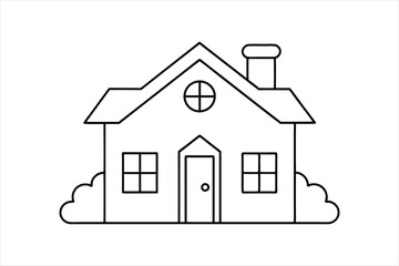Minimalist Line Art House Building Vector Illustration.