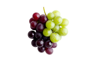 Fototapeta premium Red and green grapes bunch fresh fruit isolated black background