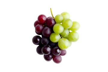 Red and green grapes bunch fresh fruit isolated black background