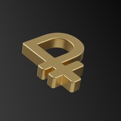 Ruble. Monetary sign Ruble. 3d illustration. Gold coin Ruble. Currency. Finance. Russian money