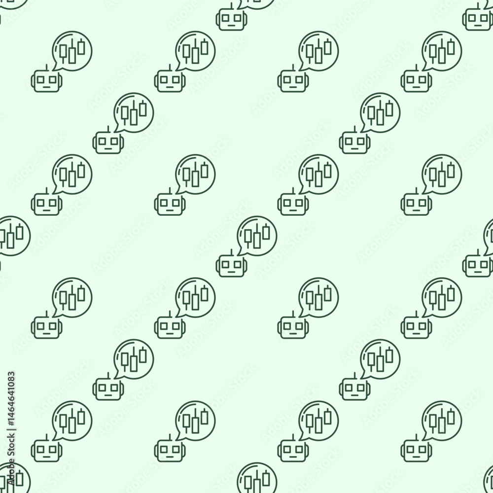 Poster trading robot with speech bubble vector automation tools outline seamless pattern