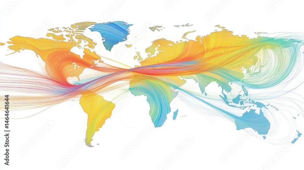 Poster multi-region infrastructure map showing latency and load balancing across continents