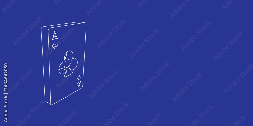 Aufkleber the outline of a large ace of clubs card made of white lines on the left. 3d view of the object in p