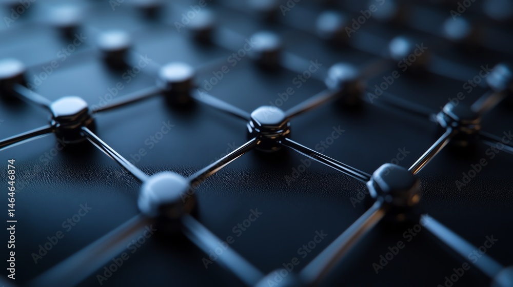 Poster graphene molecular structure in isometric view with monochrome tech aesthetic for scientific and eng