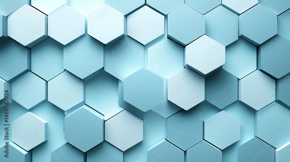 Poster hexagonal pattern background with minimalist medical design and negative space, great for healthcare
