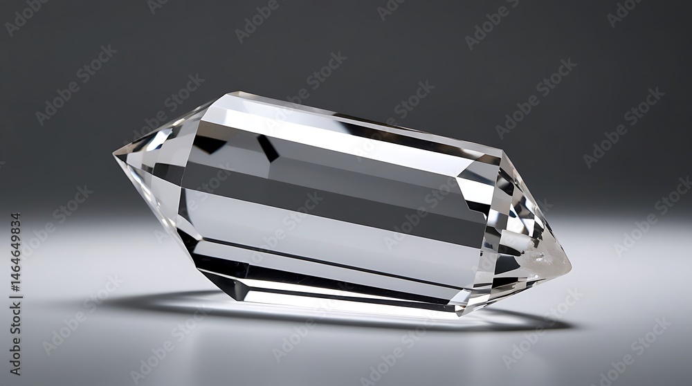 Poster studio shot of clear quartz crystal cluster specimen with sharp facets