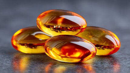 Stacked translucent orange capsules