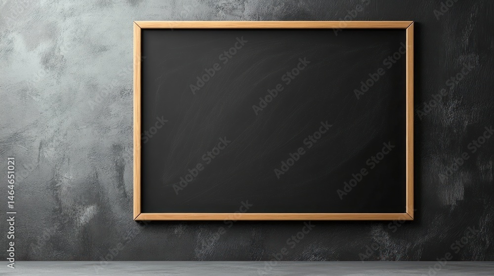 Poster blank blackboard on dark wall empty message board simple minimalist background