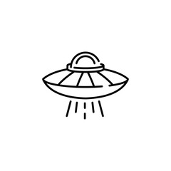 UFO icon. Simple UFO with beam icon for social media, app and web design. Vector illustration.