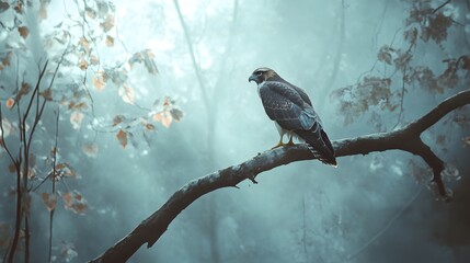 Fototapeta premium A hawk resting on a tree branch
