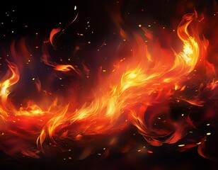 fire flames on a black background burning hot sparks flying an orange red glow flames sparks sparkles