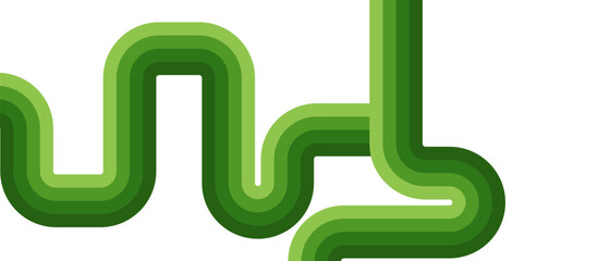 Abstract curved green lines forming retro layered design on white background