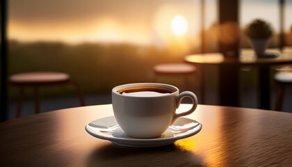 a cup of coffee on a saucer on a table perfect for morning or afternoon pick me up