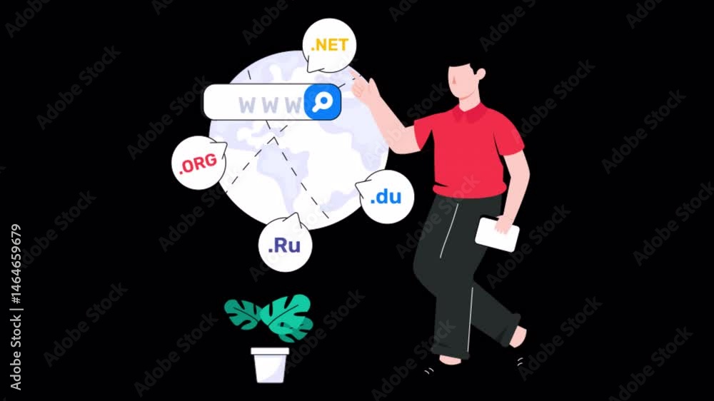 Poster domain registration motion graphic rendering with transparent alpha channel and 4k resolution
