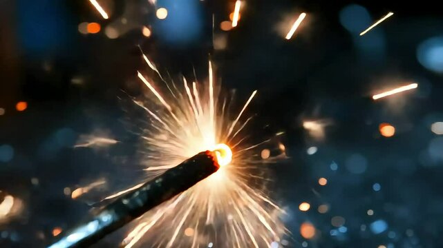 Welding sparks metallic rod and intense energy