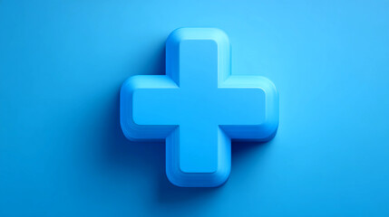 Obraz premium Modern blue plus sign icon, 3D effect, isolated on solid color background