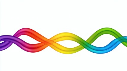 Colorful Abstract Wavy Lines in Vibrant Rainbow Shades on a Clean White Background