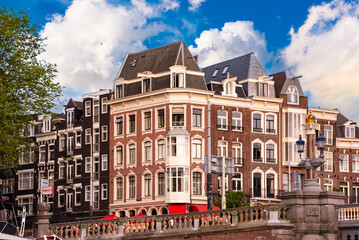 Obraz premium Amsterdam city, Netherlands. Typical houses