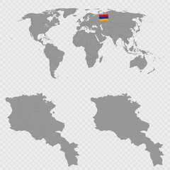 Armenia Map Set with World Location.
