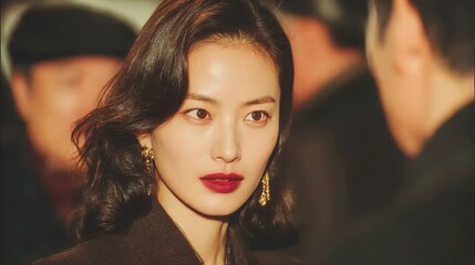Fototapeta premium Dramatic Dinner at a Mansion, A tense family gathering reveals buried secrets and betrayal over inheritance, set against the backdrop of opulence and family ties.