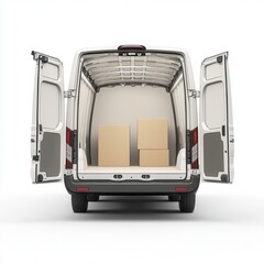 Delivery van with boxes isolated on white background