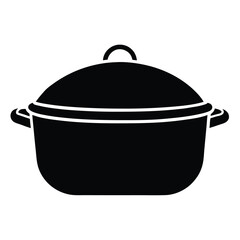 A solitary black silhouette depicts a covered pot, hinting at culinary simplicity and warmth