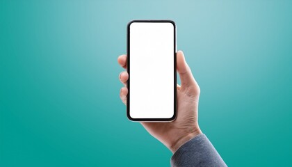 mockup of hand holding cell phone with transparent screen