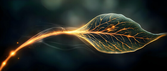Abstract Glowing Leaf Design