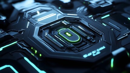 Fototapeta premium Close-up view of intricate, glowing, technological circuitry.