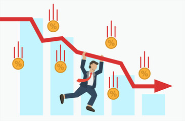 vector illustration of Businessman panic market crash,business finance crisis concept,crisis economy and investment loss graph red arrow down
